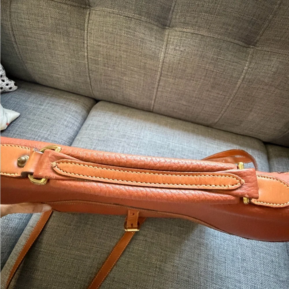Dooney & Bourke Tan/Brown Leather Briefcase with Shoulder Strap